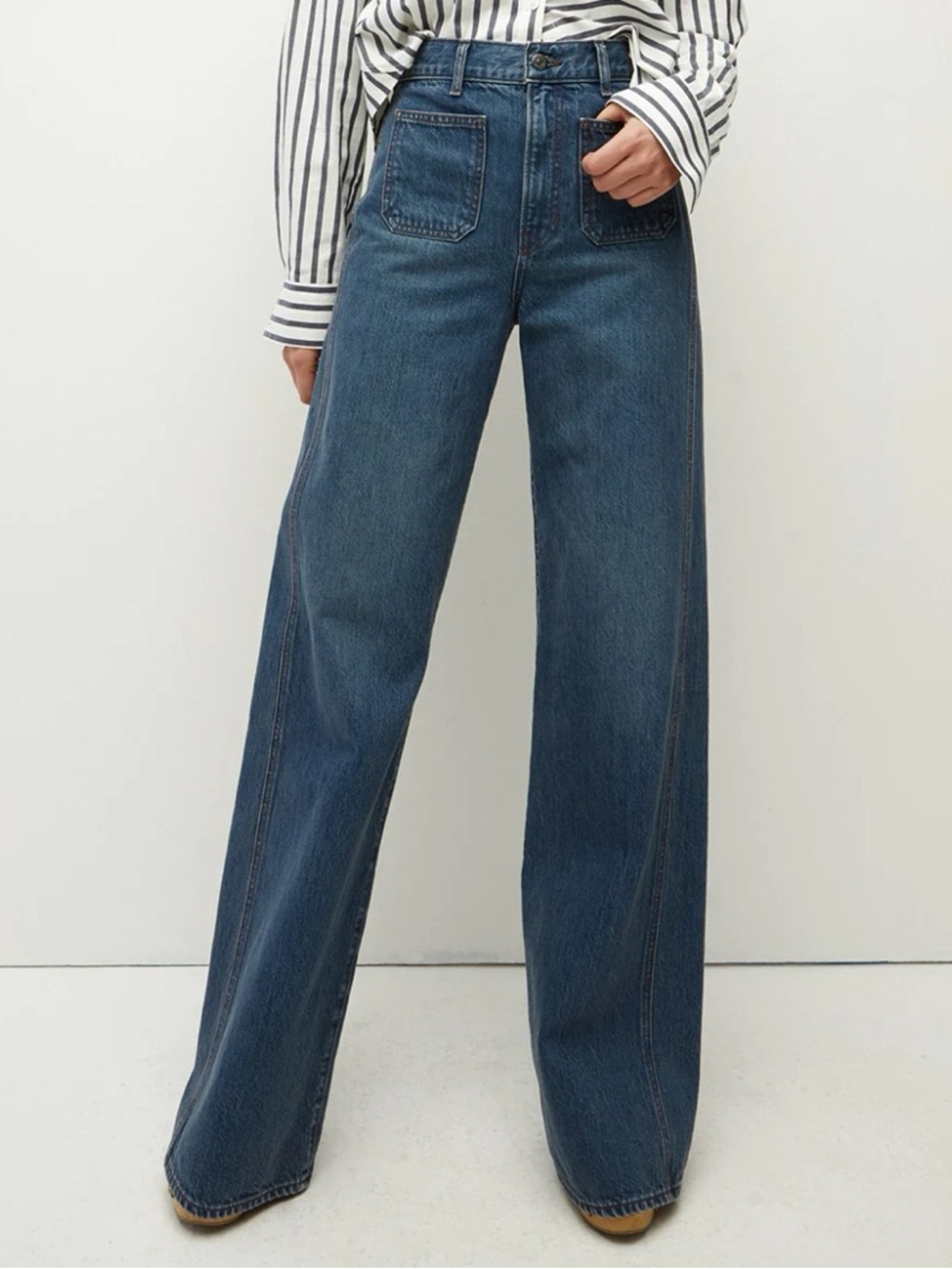 Veronica Beard Taylor Relaxed Wide Leg High Rise Jean - Picture 2 of 9